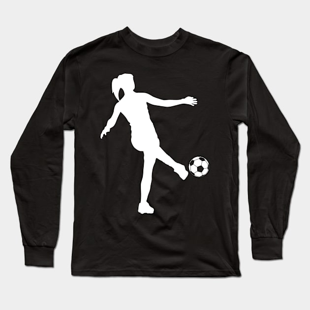 Footballer Woman Soccer Clipart Long Sleeve T-Shirt by HappyGiftArt